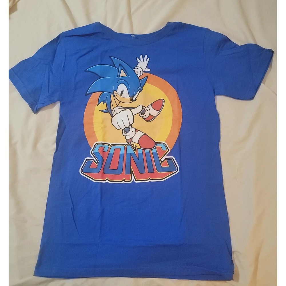 Sonic the Hedgehog Kids Blue Graphic T-shirt  Short Sleeve Size X-Small